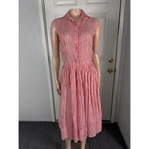 Vintage Georgiana 40s 50s Party Dress Evening Side Metal Zip Beaded Cotton QQ17